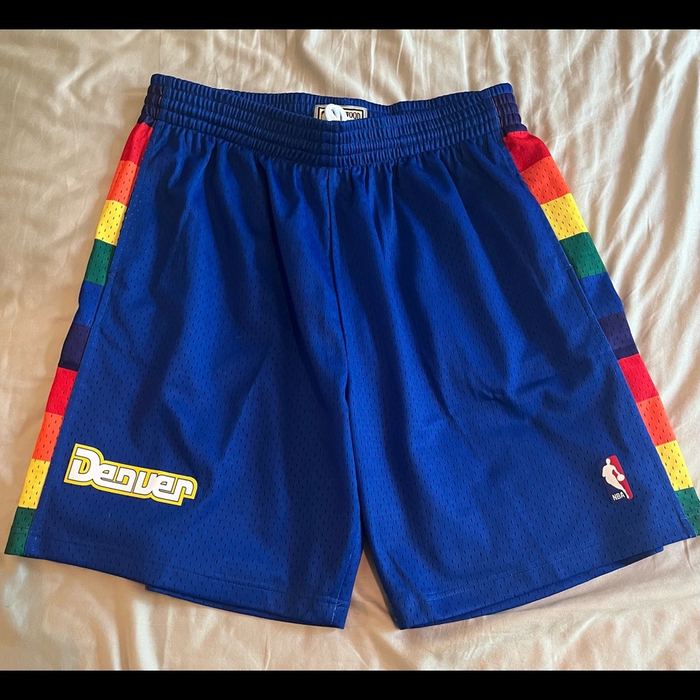 Men's Denver Nuggets Mitchell & Ness Royal Hardwood Classics Team Swingman Short